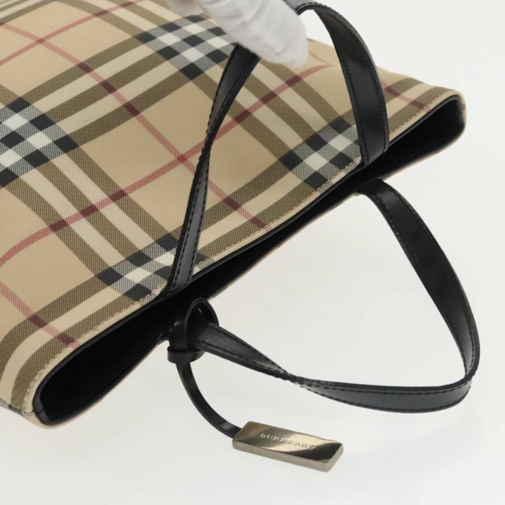 BURBERRY Nova Check Hand Bag PVC Beige Auth 102372 - Picture 6 of 16
